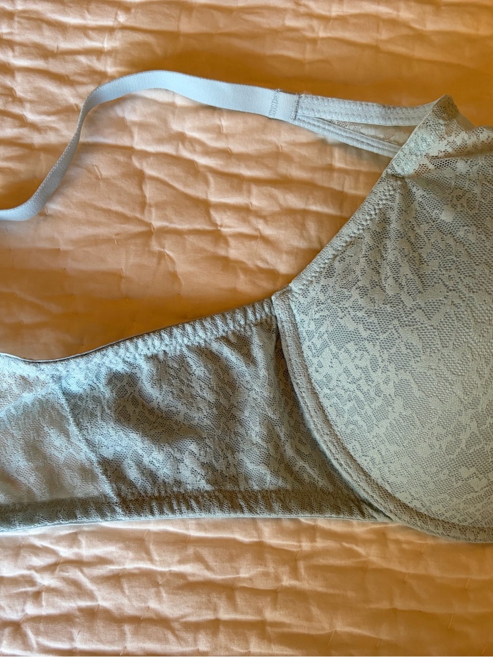 Natori Lace T-Shirt Bra Pair in Light Blue and Nude - Picture 9 of 12
